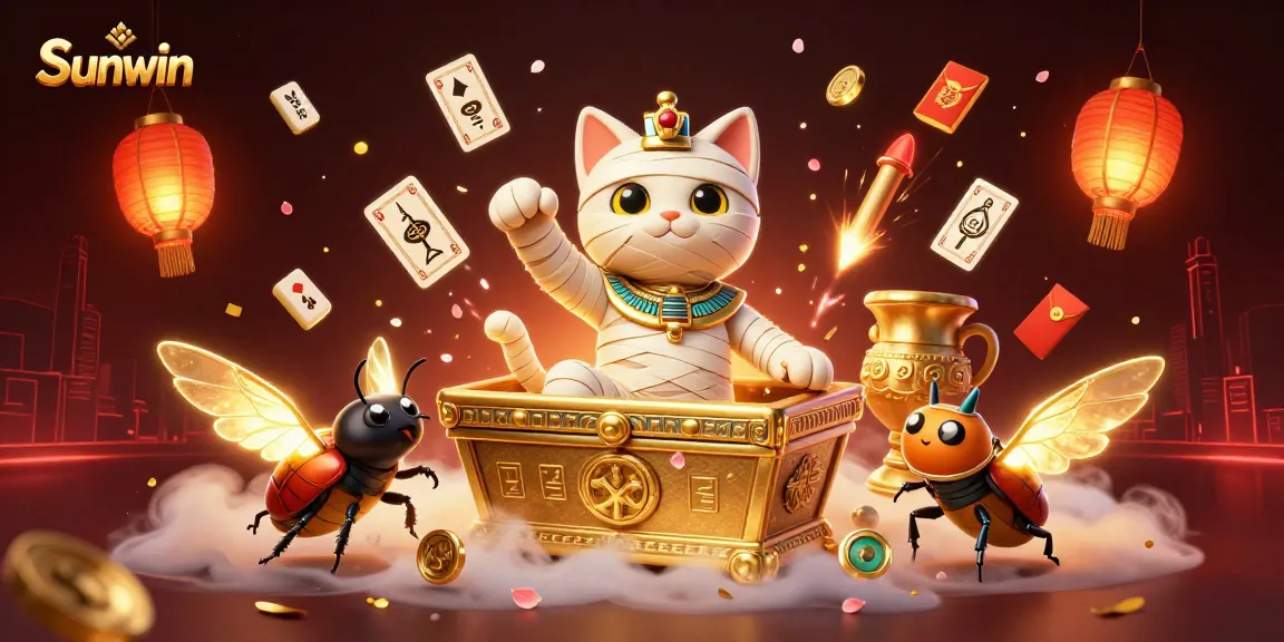 Engage in thrilling gaming experiences with Sunwin, featuring vibrant 3D illustrations of casino adventures.