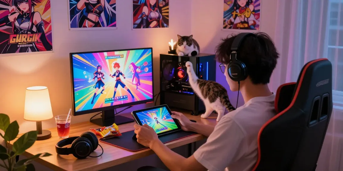 Experience free mobile hentai games in a cozy gaming setup with engaging visuals and character-rich gameplay.
