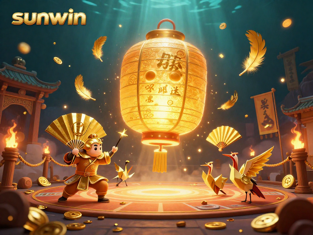 Engage with the sunwin giant lantern spirit in a lively casino scene filled with action.